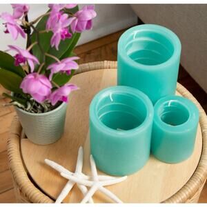 Spiral Light Candle Sea Glass 4 X 6 Round 40hr Burn -Brand New Large